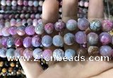 CAA1788 15 inches 10mm faceted round fire crackle agate beads