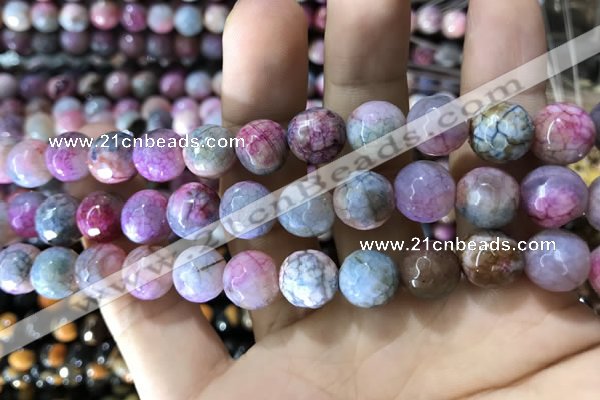 CAA1788 15 inches 10mm faceted round fire crackle agate beads