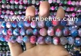 CAA1789 15 inches 10mm faceted round fire crackle agate beads