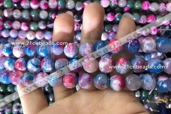 CAA1789 15 inches 10mm faceted round fire crackle agate beads