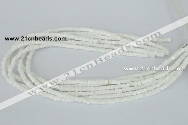 CAA18 15.5 inches 4*4mm cube white agate gemstone beads wholesale