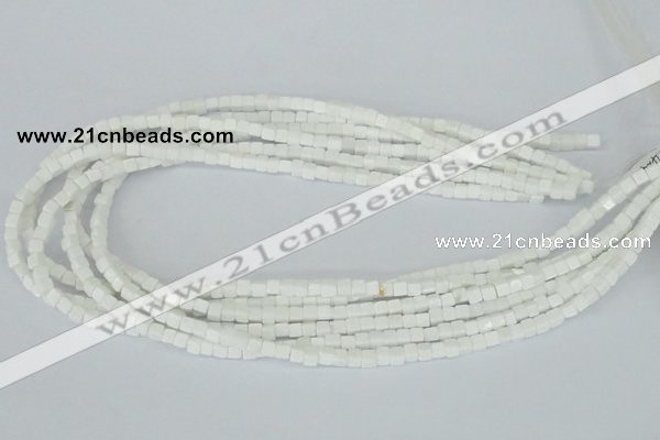 CAA18 15.5 inches 4*4mm cube white agate gemstone beads wholesale