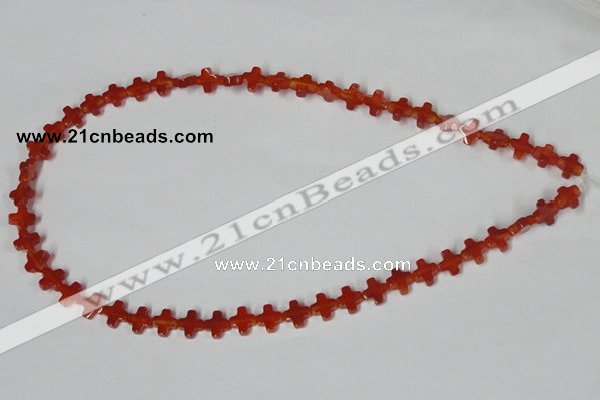 CAA181 15.5 inches 8*8mm cross red agate gemstone beads