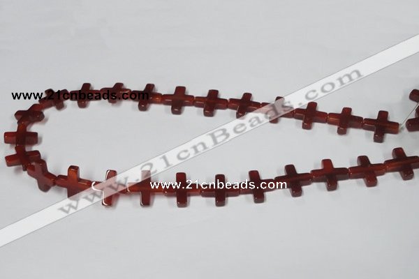 CAA182 15.5 inches 16*16mm cross red agate gemstone beads