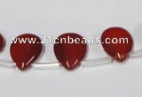 CAA186 Top-drilled 12*16mm flat teardrop red agate gemstone beads