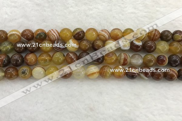 CAA1862 15.5 inches 8mm round banded agate gemstone beads