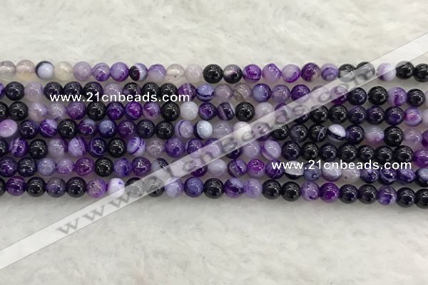 CAA1870 15.5 inches 4mm round banded agate gemstone beads