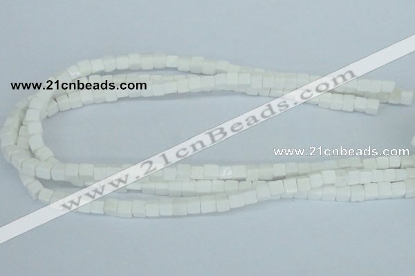 CAA19 15.5 inches 6*6mm cube white agate gemstone beads wholesale