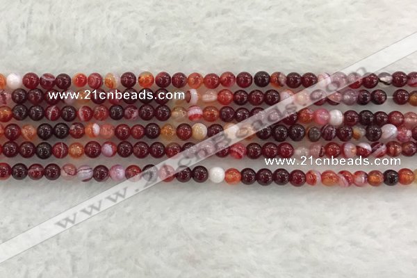 CAA1920 15.5 inches 4mm round banded agate gemstone beads