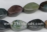 CAA198 15.5 inches 10*18mm twisted rice indian agate beads wholesale