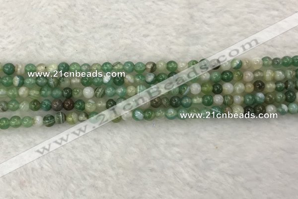 CAA1980 15.5 inches 4mm round banded agate gemstone beads