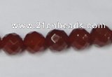 CAA201 15.5 inches 10mm faceted round red agate gemstone beads
