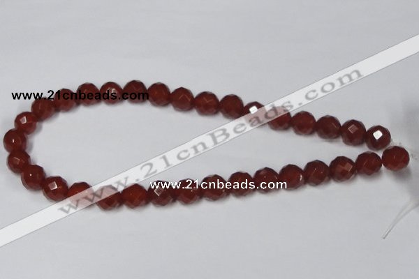 CAA201 15.5 inches 10mm faceted round red agate gemstone beads