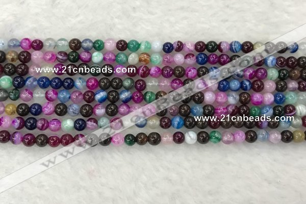 CAA2030 15.5 inches 4mm round banded agate gemstone beads