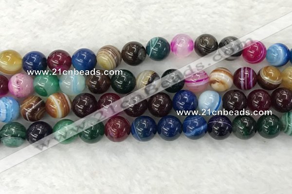 CAA2034 15.5 inches 12mm round banded agate gemstone beads