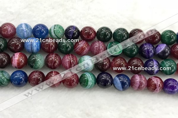 CAA2045 15.5 inches 14mm round banded agate gemstone beads