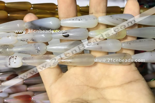 CAA2061 15.5 inches 10*30mm teardrop agate beads wholesale