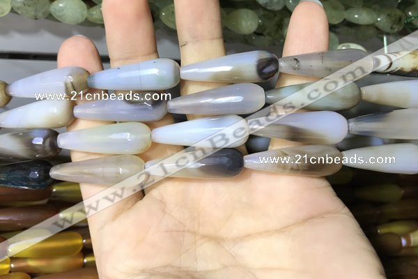 CAA2062 15.5 inches 10*30mm teardrop agate beads wholesale