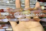 CAA2065 15.5 inches 10*30mm teardrop agate beads wholesale