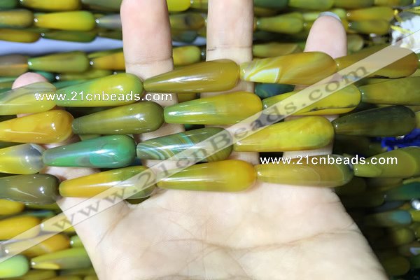 CAA2070 15.5 inches 10*30mm teardrop agate beads wholesale