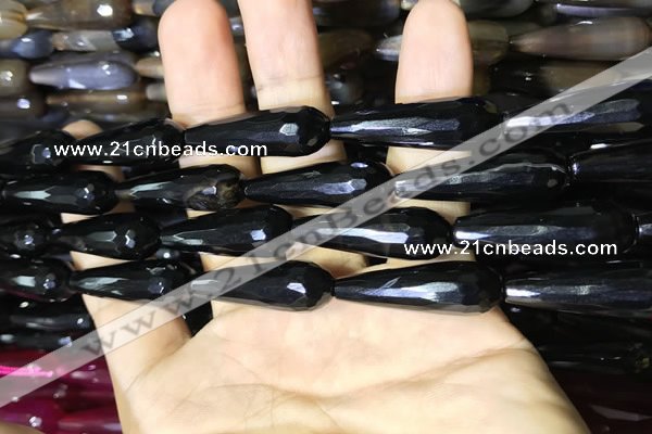 CAA2094 15.5 inches 10*30mm faceted teardrop agate beads