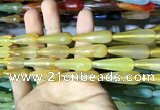 CAA2095 15.5 inches 10*30mm faceted teardrop agate beads