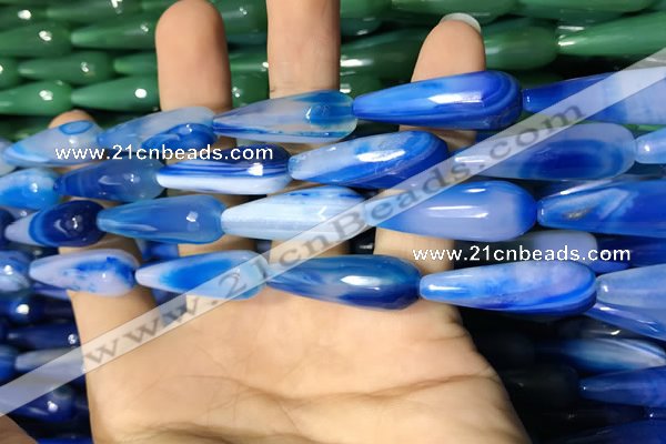 CAA2099 15.5 inches 10*30mm faceted teardrop agate beads