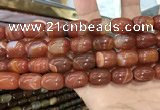 CAA2119 15.5 inches 10*14mm drum agate beads wholesale