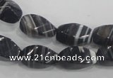 CAA214 15.5 inches 8*16mm twisted rice madagascar agate beads