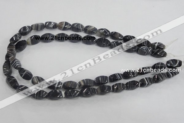 CAA214 15.5 inches 8*16mm twisted rice madagascar agate beads