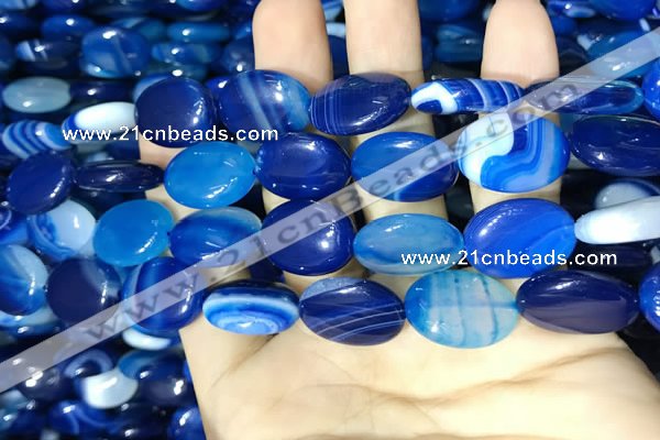 CAA2174 15.5 inches 15*20mm oval banded agate beads wholesale