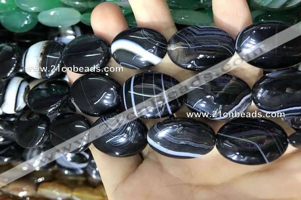 CAA2183 15.5 inches 18*25mm oval banded agate beads wholesale