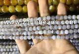CAA2190 15.5 inches 4mm faceted round banded agate beads