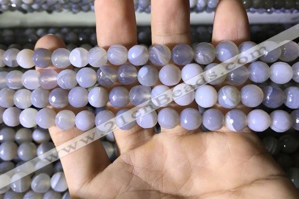 CAA2192 15.5 inches 8mm faceted round banded agate beads