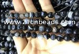 CAA2199 15.5 inches 8mm faceted round banded agate beads