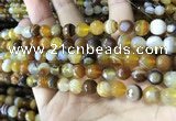 CAA2206 15.5 inches 8mm faceted round banded agate beads