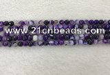 CAA2211 15.5 inches 4mm faceted round banded agate beads
