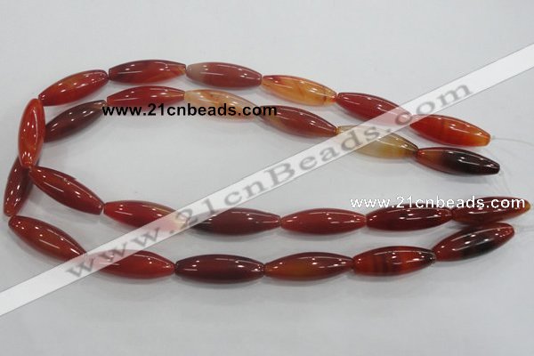 CAA222 15.5 inches 10*30mm rice red agate gemstone beads