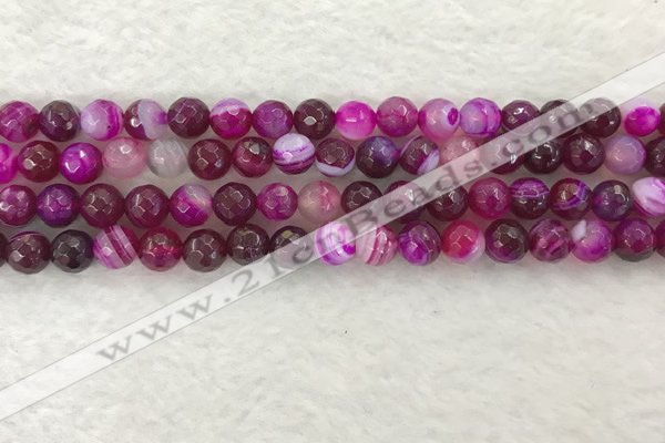 CAA2220 15.5 inches 8mm faceted round banded agate beads