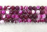 CAA2222 15.5 inches 12mm faceted round banded agate beads