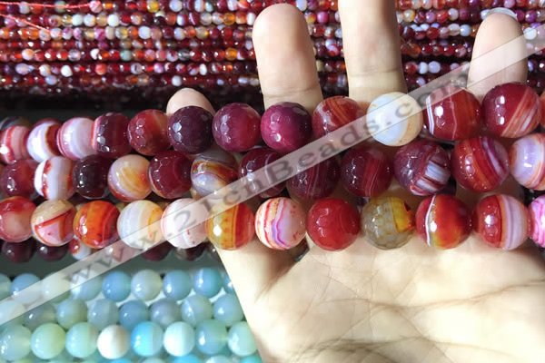 CAA2236 15.5 inches 12mm faceted round banded agate beads