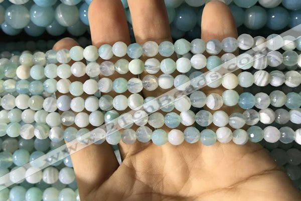 CAA2239 15.5 inches 4mm faceted round banded agate beads