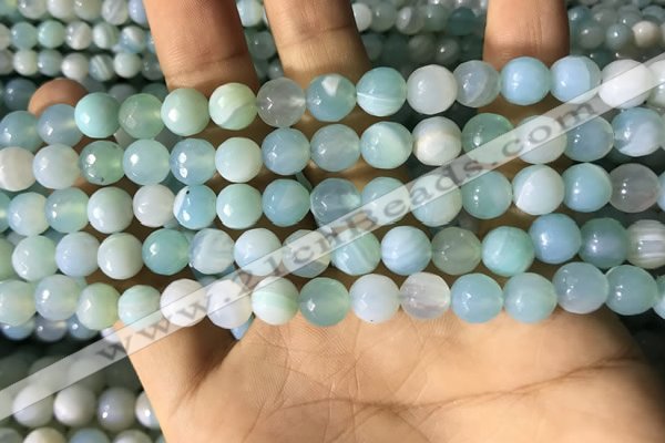 CAA2241 15.5 inches 8mm faceted round banded agate beads