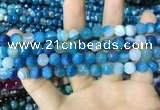 CAA2251 15.5 inches 8mm faceted round banded agate beads