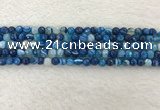 CAA2256 15.5 inches 4mm faceted round banded agate beads