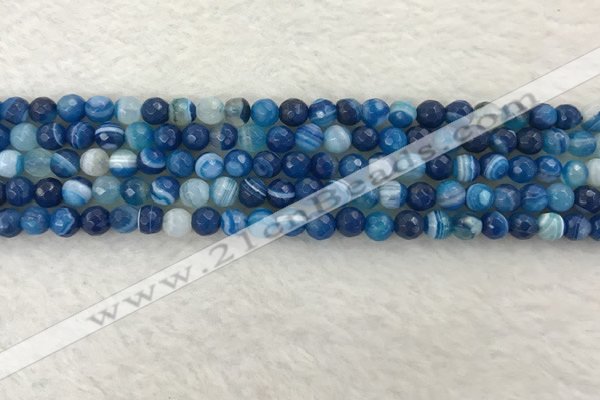 CAA2256 15.5 inches 4mm faceted round banded agate beads