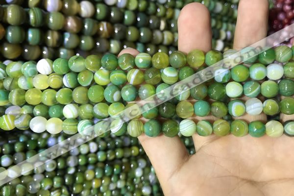 CAA2270 15.5 inches 4mm faceted round banded agate beads