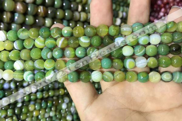 CAA2271 15.5 inches 6mm faceted round banded agate beads