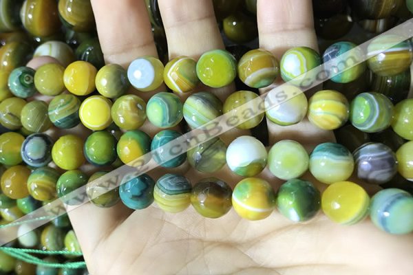 CAA2273 15.5 inches 10mm faceted round banded agate beads