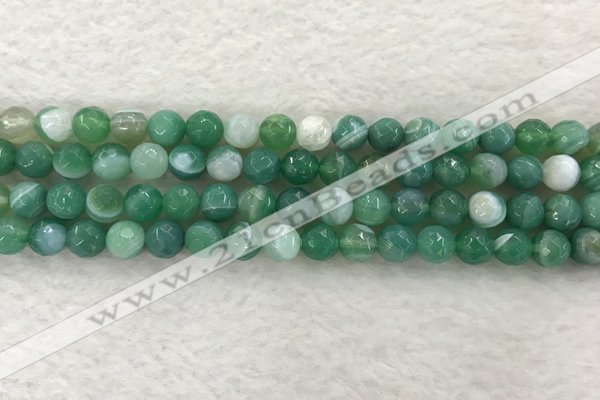 CAA2279 15.5 inches 8mm faceted round banded agate beads